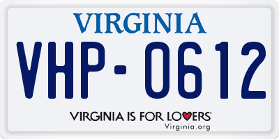 VA license plate VHP0612