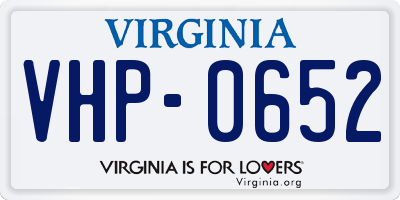VA license plate VHP0652