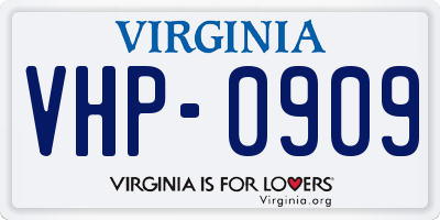 VA license plate VHP0909