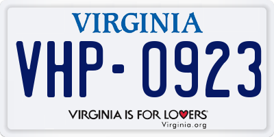 VA license plate VHP0923