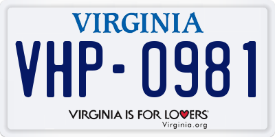 VA license plate VHP0981