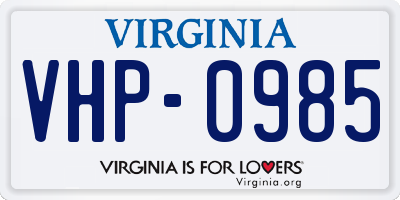 VA license plate VHP0985