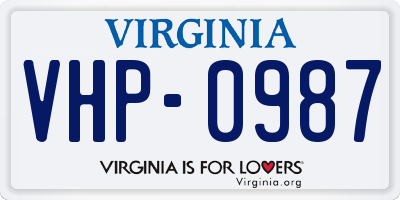 VA license plate VHP0987
