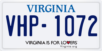 VA license plate VHP1072