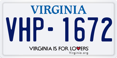 VA license plate VHP1672