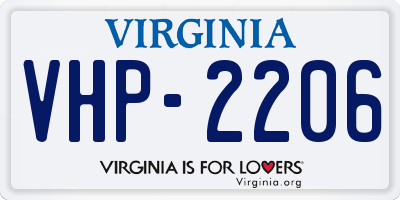VA license plate VHP2206