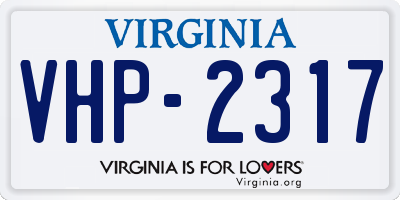 VA license plate VHP2317