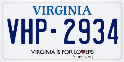 VA license plate VHP2934