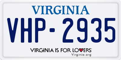 VA license plate VHP2935