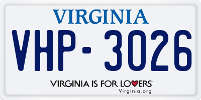 VA license plate VHP3026
