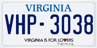 VA license plate VHP3038