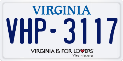 VA license plate VHP3117