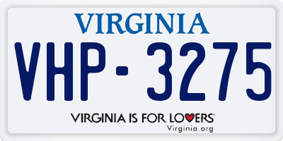 VA license plate VHP3275