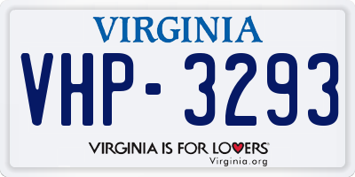 VA license plate VHP3293