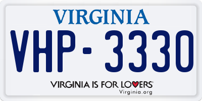 VA license plate VHP3330