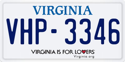 VA license plate VHP3346