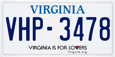 VA license plate VHP3478