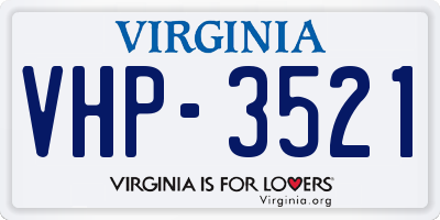 VA license plate VHP3521