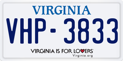 VA license plate VHP3833