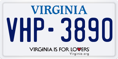 VA license plate VHP3890