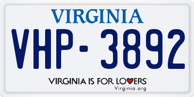 VA license plate VHP3892