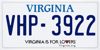 VA license plate VHP3922