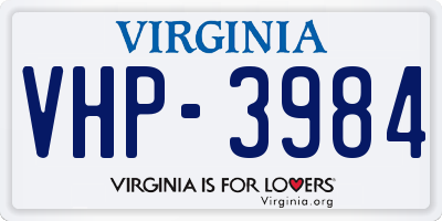 VA license plate VHP3984