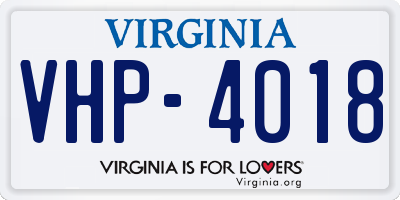 VA license plate VHP4018