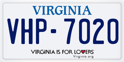 VA license plate VHP7020