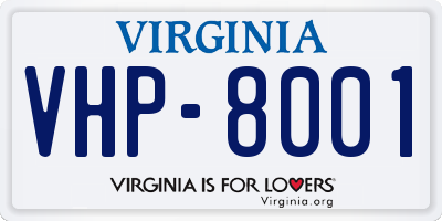 VA license plate VHP8001
