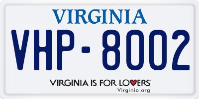 VA license plate VHP8002