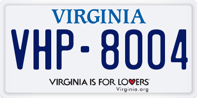 VA license plate VHP8004