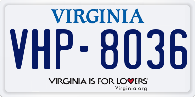 VA license plate VHP8036
