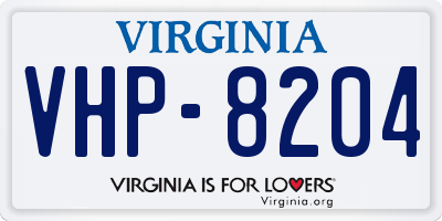 VA license plate VHP8204
