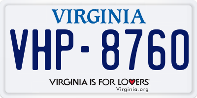 VA license plate VHP8760