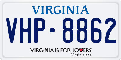VA license plate VHP8862