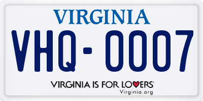 VA license plate VHQ0007