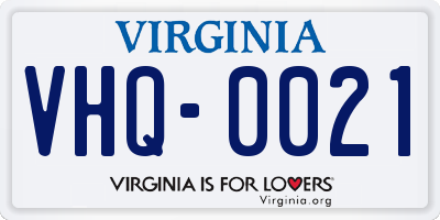 VA license plate VHQ0021