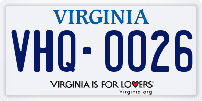 VA license plate VHQ0026