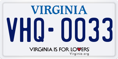 VA license plate VHQ0033