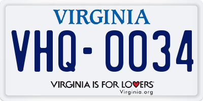 VA license plate VHQ0034