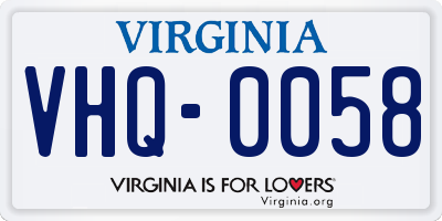 VA license plate VHQ0058