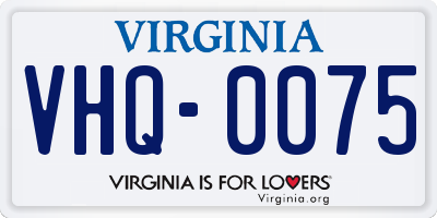 VA license plate VHQ0075
