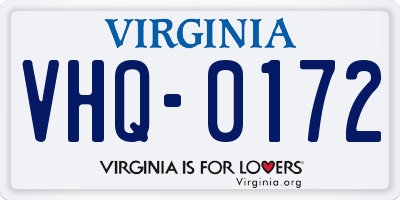 VA license plate VHQ0172