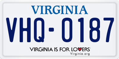 VA license plate VHQ0187