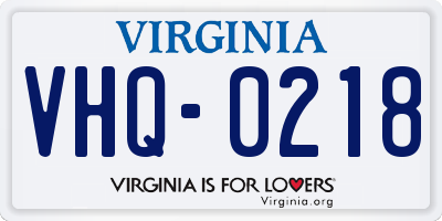 VA license plate VHQ0218