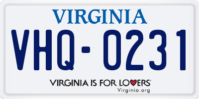 VA license plate VHQ0231