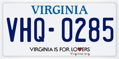 VA license plate VHQ0285