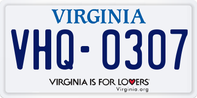 VA license plate VHQ0307
