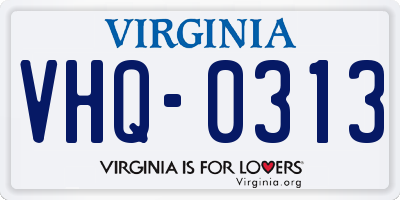 VA license plate VHQ0313